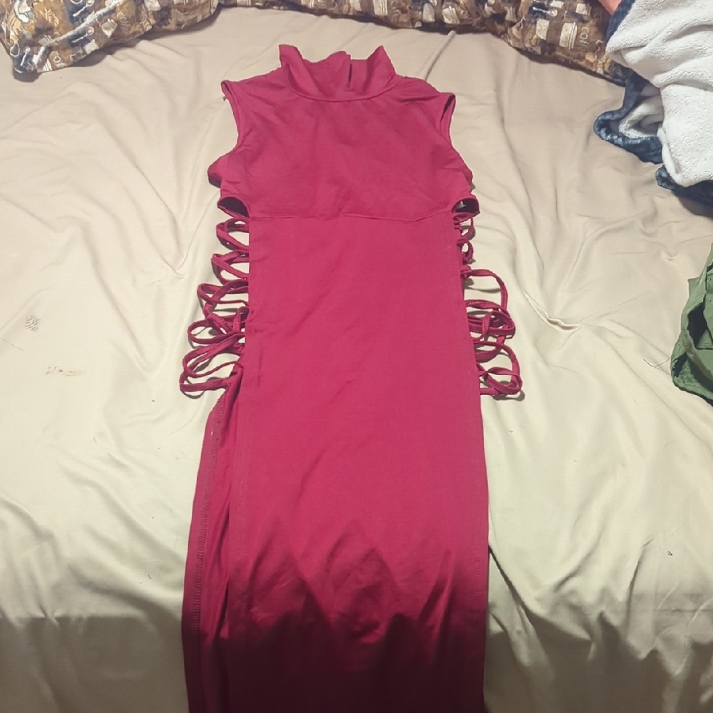 SHEIN Red Backless Dress with Side Straps